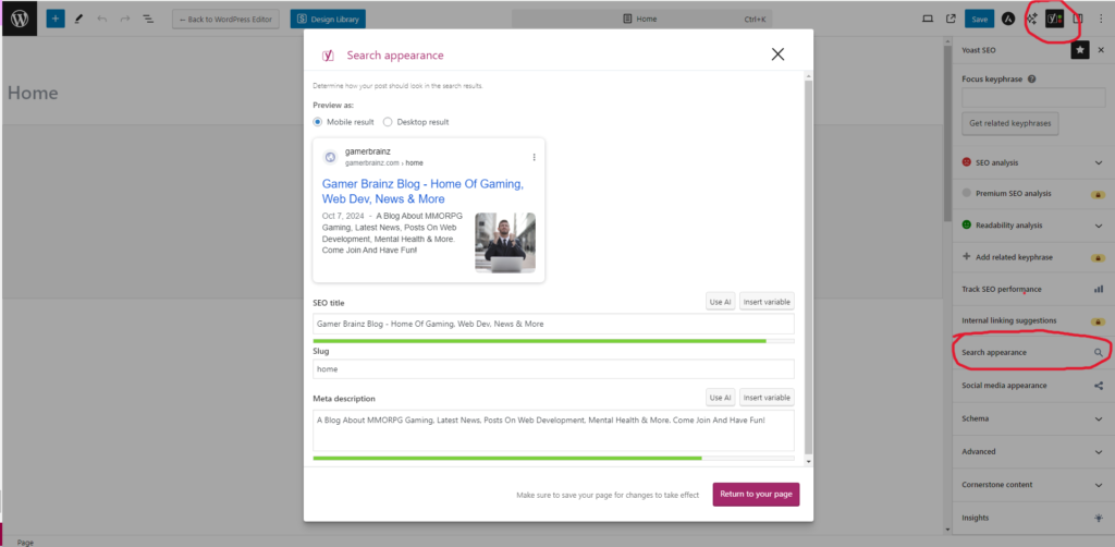 yoast settings page